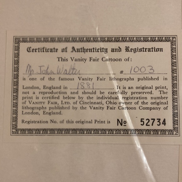 1881 Vanity Fair Spy “The Times” Lythograph - Picture 6 of 9